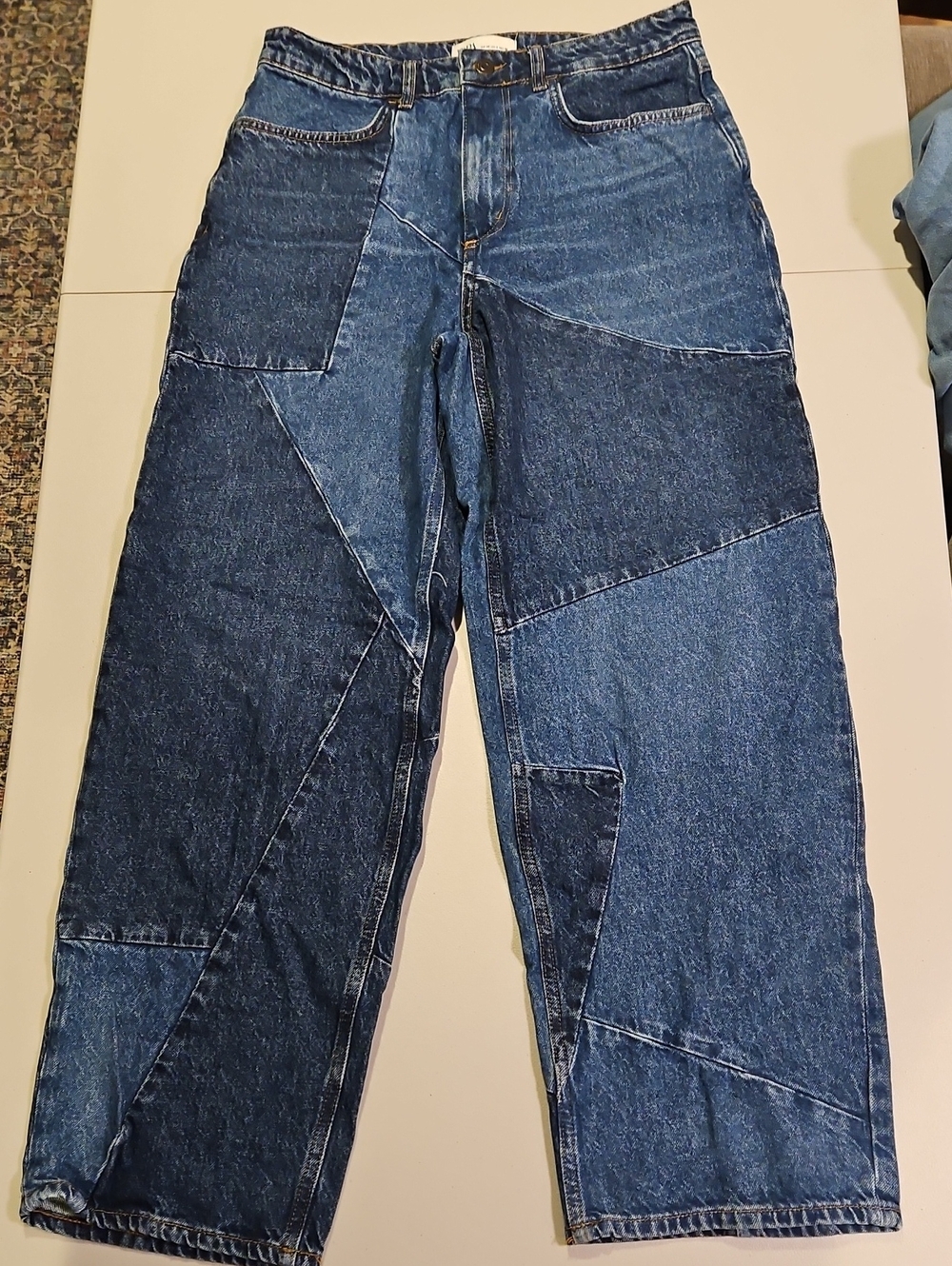 Zara Patchwork Blue Denim Jeans 0209